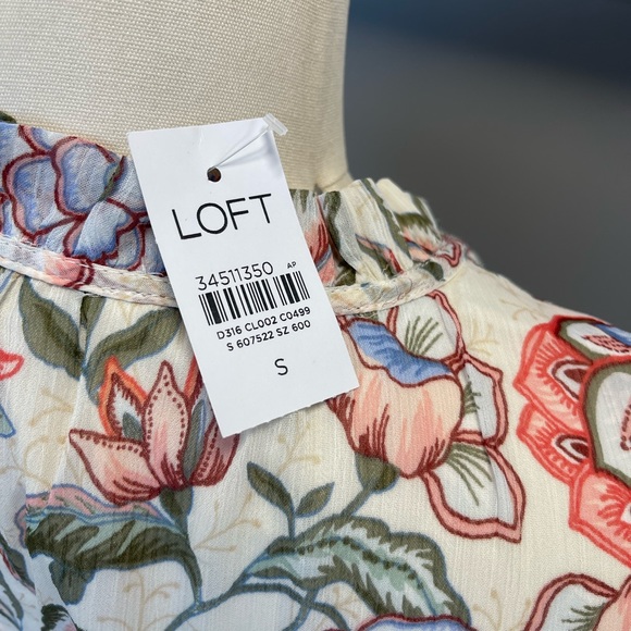 LOFT- floral midi dress S with tags - Picture 3 of 5